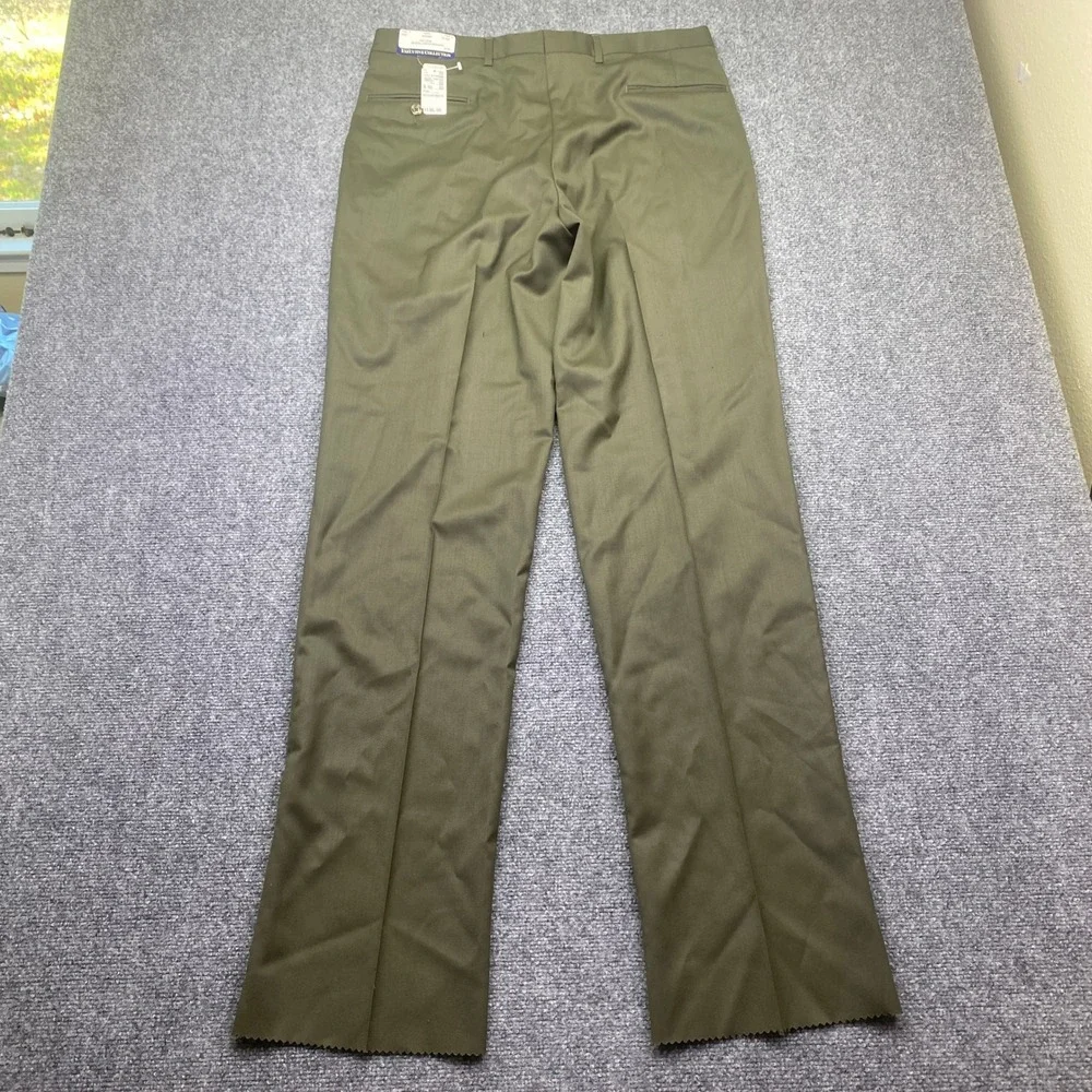 Jos A Bank Windsor Executive Collection Wool Gabardine Pleated Pants Green 36R